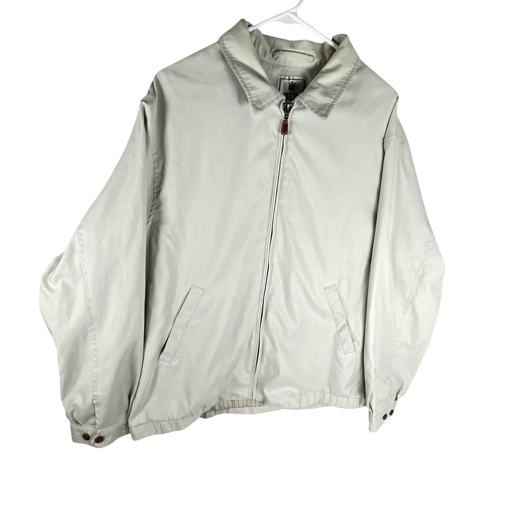 Peter Millar Jacket Mens 2XL Beige Full Zip Lined Windbreaker Lightweight Golf
